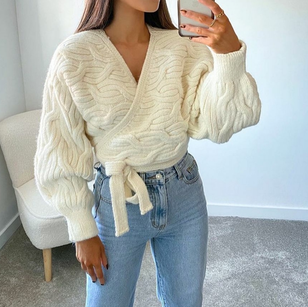 NWT ZARA | Bloggers Fave Cable Knit Sweater Jacket - Picture 6 of 16